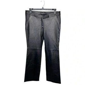 Joseph Israel NY 100% Stretch Lamb Leather Low Rise Flare Moto Pants, size 12